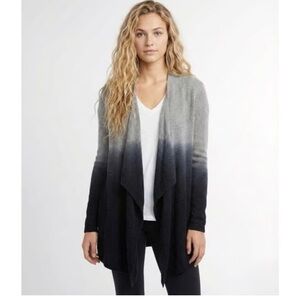 Barefoot Dreams CozyChic Ombre Gray and Black Cardigan Retail $199 EUC